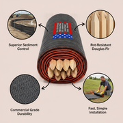 3 ft x 100 ft Silt Fence With Wooden Stakes (4 ft) - Sediment and Erosion Control (Orange / Black) - Made in USA